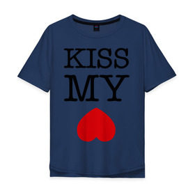 Мужская футболка хлопок Oversize с принтом Kiss my ace в Петрозаводске, 100% хлопок | свободный крой, круглый ворот, “спинка” длиннее передней части | Тематика изображения на принте: поцелуй | сердце | целовать
