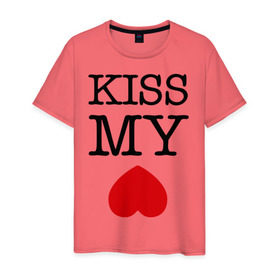 Мужская футболка хлопок с принтом Kiss my ace в Петрозаводске, 100% хлопок | прямой крой, круглый вырез горловины, длина до линии бедер, слегка спущенное плечо. | поцелуй | сердце | целовать