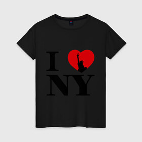 Женская футболка хлопок с принтом I Love NY (2) в Петрозаводске, 100% хлопок | прямой крой, круглый вырез горловины, длина до линии бедер, слегка спущенное плечо | i love | new york | америка | нью йорк | я люблю нью йорк