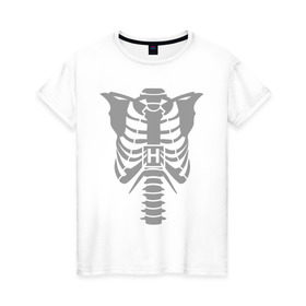 Женская футболка хлопок с принтом Доктор Хаус (скелет) в Петрозаводске, 100% хлопок | прямой крой, круглый вырез горловины, длина до линии бедер, слегка спущенное плечо | скелет