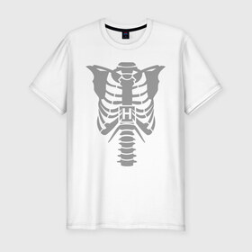 Мужская футболка премиум с принтом Доктор Хаус (скелет) в Петрозаводске, 92% хлопок, 8% лайкра | приталенный силуэт, круглый вырез ворота, длина до линии бедра, короткий рукав | скелет