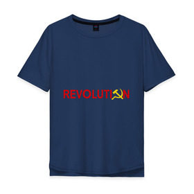 Мужская футболка хлопок Oversize с принтом Revolution (3) в Петрозаводске, 100% хлопок | свободный крой, круглый ворот, “спинка” длиннее передней части | коммунизм | молот | революция | серп | советский | социализм | союз