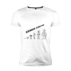 Мужская футболка премиум с принтом Bender evolution в Петрозаводске, 92% хлопок, 8% лайкра | приталенный силуэт, круглый вырез ворота, длина до линии бедра, короткий рукав | bender | evolution | futurama | футурама | эволюция