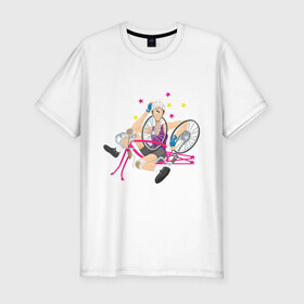 Мужская футболка премиум с принтом Крушение велосипедиста в Петрозаводске, 92% хлопок, 8% лайкра | приталенный силуэт, круглый вырез ворота, длина до линии бедра, короткий рукав | Тематика изображения на принте: велик | велик сломался | вело | велогонки | велосипед | велосипедист | крушение велосипедиста