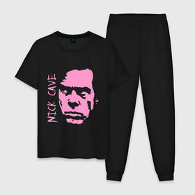 Мужская пижама хлопок с принтом Nick Cave в Петрозаводске, 100% хлопок | брюки и футболка прямого кроя, без карманов, на брюках мягкая резинка на поясе и по низу штанин
 | Тематика изображения на принте: 