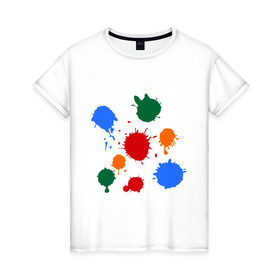 Женская футболка хлопок с принтом Краски в Петрозаводске, 100% хлопок | прямой крой, круглый вырез горловины, длина до линии бедер, слегка спущенное плечо | colors | клякса | кляксы | краски | цвета