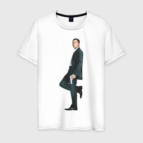 Мужская футболка хлопок с принтом Брэд Питт в Петрозаводске, 100% хлопок | прямой крой, круглый вырез горловины, длина до линии бедер, слегка спущенное плечо. | brad pitt | брэд питт | мистер и миссис смит