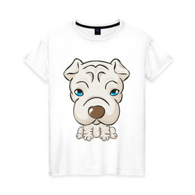 Женская футболка хлопок с принтом Милый песик в Петрозаводске, 100% хлопок | прямой крой, круглый вырез горловины, длина до линии бедер, слегка спущенное плечо | милый песик | пес | собака | собачка | щенок | щенята