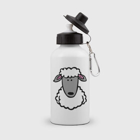 Бутылка спортивная с принтом Гламурная овца в Петрозаводске, металл | емкость — 500 мл, в комплекте две пластиковые крышки и карабин для крепления | баран | барашик | гламурная овца | овечка | овца