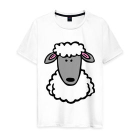 Мужская футболка хлопок с принтом Гламурная овца в Петрозаводске, 100% хлопок | прямой крой, круглый вырез горловины, длина до линии бедер, слегка спущенное плечо. | баран | барашик | гламурная овца | овечка | овца