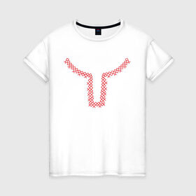 Женская футболка хлопок с принтом Рубашка со славянским узором в Петрозаводске, 100% хлопок | прямой крой, круглый вырез горловины, длина до линии бедер, слегка спущенное плечо | русь