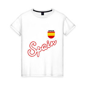 Женская футболка хлопок с принтом Сборной Испании по футболу в Петрозаводске, 100% хлопок | прямой крой, круглый вырез горловины, длина до линии бедер, слегка спущенное плечо | spain football | сборная испании по футболу
