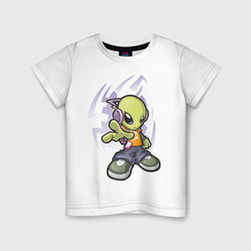 Детская футболка хлопок с принтом Инопланетянин (5) в Петрозаводске, 100% хлопок | круглый вырез горловины, полуприлегающий силуэт, длина до линии бедер | alien | гуманоид | инопланетянин | летающая тарелка | нло | пришельцы