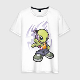 Мужская футболка хлопок с принтом Инопланетянин (5) в Петрозаводске, 100% хлопок | прямой крой, круглый вырез горловины, длина до линии бедер, слегка спущенное плечо. | alien | гуманоид | инопланетянин | летающая тарелка | нло | пришельцы