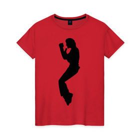 Женская футболка хлопок с принтом Поп-король Майкл Джексон в Петрозаводске, 100% хлопок | прямой крой, круглый вырез горловины, длина до линии бедер, слегка спущенное плечо | Тематика изображения на принте: michael jackson | короь | легенда | майкл джексон | поп