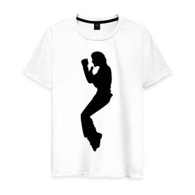 Мужская футболка хлопок с принтом Поп-король Майкл Джексон в Петрозаводске, 100% хлопок | прямой крой, круглый вырез горловины, длина до линии бедер, слегка спущенное плечо. | Тематика изображения на принте: michael jackson | короь | легенда | майкл джексон | поп