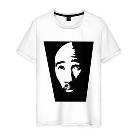 Мужская футболка хлопок с принтом 2pac face в Петрозаводске, 100% хлопок | прямой крой, круглый вырез горловины, длина до линии бедер, слегка спущенное плечо. | gansta | hip | hop | rap | tupac | рэп | тупак | хип | хоп