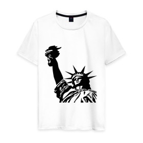 Мужская футболка хлопок с принтом Статуя свободы в Петрозаводске, 100% хлопок | прямой крой, круглый вырез горловины, длина до линии бедер, слегка спущенное плечо. | freedom | америка | символ америки | статуя | статуя свободы | статуя свободы в ny.штаты | сша
