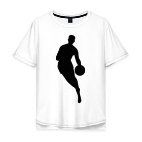 Мужская футболка хлопок Oversize с принтом Баскетбол - силуэт в Петрозаводске, 100% хлопок | свободный крой, круглый ворот, “спинка” длиннее передней части | basketball | баскетбол