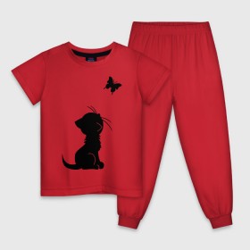 Детская пижама хлопок с принтом Котенок и бабочка в Петрозаводске, 100% хлопок |  брюки и футболка прямого кроя, без карманов, на брюках мягкая резинка на поясе и по низу штанин
 | бабочка