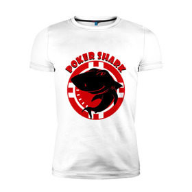 Мужская футболка премиум с принтом Poker shark в Петрозаводске, 92% хлопок, 8% лайкра | приталенный силуэт, круглый вырез ворота, длина до линии бедра, короткий рукав | poker | poker shark | shark | азарт | акула | казино | покер | фишка