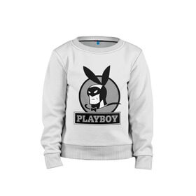 Детский свитшот хлопок с принтом Playboy (Человек-кролик) в Петрозаводске, 100% хлопок | круглый вырез горловины, эластичные манжеты, пояс и воротник | кролик | плейбой | плэйбой | символа playboy человек кролик. rabbitman.playboy