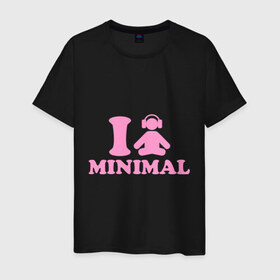 Мужская футболка хлопок с принтом I love Minimal (2) в Петрозаводске, 100% хлопок | прямой крой, круглый вырез горловины, длина до линии бедер, слегка спущенное плечо. | i love | minimal | минимал | я люблю