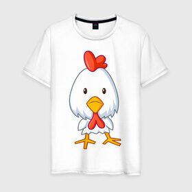 Мужская футболка хлопок с принтом Цыплёнок (2) в Петрозаводске, 100% хлопок | прямой крой, круглый вырез горловины, длина до линии бедер, слегка спущенное плечо. | животные | курица | птенец | птенчик | цыпа | цыпленок | цыплята