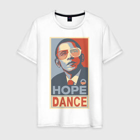 Мужская футболка хлопок с принтом Обама тусовщик в Петрозаводске, 100% хлопок | прямой крой, круглый вырез горловины, длина до линии бедер, слегка спущенное плечо. | 