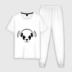 Мужская пижама хлопок с принтом Диско-панда в Петрозаводске, 100% хлопок | брюки и футболка прямого кроя, без карманов, на брюках мягкая резинка на поясе и по низу штанин
 | 