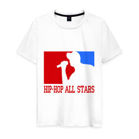 Мужская футболка хлопок с принтом Hip-hop all stars в Петрозаводске, 100% хлопок | прямой крой, круглый вырез горловины, длина до линии бедер, слегка спущенное плечо. | Тематика изображения на принте: хип хоп