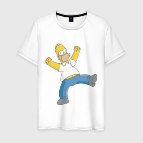 Мужская футболка хлопок с принтом Гомер симпсон в Петрозаводске, 100% хлопок | прямой крой, круглый вырез горловины, длина до линии бедер, слегка спущенное плечо. | гомер