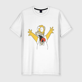 Мужская футболка премиум с принтом Crazy comer simpson в Петрозаводске, 92% хлопок, 8% лайкра | приталенный силуэт, круглый вырез ворота, длина до линии бедра, короткий рукав | Тематика изображения на принте: гомер
