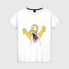 Женская футболка хлопок с принтом Crazy comer simpson в Петрозаводске, 100% хлопок | прямой крой, круглый вырез горловины, длина до линии бедер, слегка спущенное плечо | гомер