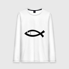 Мужской лонгслив хлопок с принтом Христианская рыбка в Петрозаводске, 100% хлопок |  | рыба | рыбка   символ христианства.баптисты | христианство
