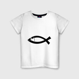 Детская футболка хлопок с принтом Христианская рыбка в Петрозаводске, 100% хлопок | круглый вырез горловины, полуприлегающий силуэт, длина до линии бедер | рыба | рыбка   символ христианства.баптисты | христианство