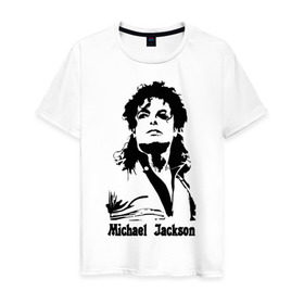 Мужская футболка хлопок с принтом Michael Jackson в Петрозаводске, 100% хлопок | прямой крой, круглый вырез горловины, длина до линии бедер, слегка спущенное плечо. | Тематика изображения на принте: jackson | michael | pop | джексон | майкл | майкл джексон | поп