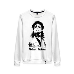 Женский свитшот хлопок с принтом Michael Jackson в Петрозаводске, 100% хлопок | прямой крой, круглый вырез, на манжетах и по низу широкая трикотажная резинка  | jackson | michael | pop | джексон | майкл | майкл джексон | поп