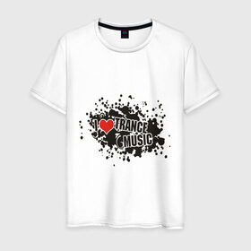 Мужская футболка хлопок с принтом I love trance music в Петрозаводске, 100% хлопок | прямой крой, круглый вырез горловины, длина до линии бедер, слегка спущенное плечо. | i love | trance music | сердце | транс | я люблю trance music.я люблю