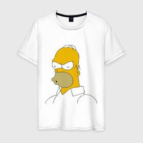Мужская футболка хлопок с принтом Сердитый Гомер Симпсон в Петрозаводске, 100% хлопок | прямой крой, круглый вырез горловины, длина до линии бедер, слегка спущенное плечо. | гомер