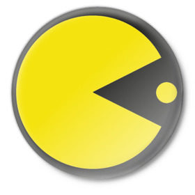 Значок с принтом Пакман в Петрозаводске,  металл | круглая форма, металлическая застежка в виде булавки | pacman | пакман | пакмен