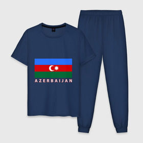 Мужская пижама хлопок с принтом Азербайджан в Петрозаводске, 100% хлопок | брюки и футболка прямого кроя, без карманов, на брюках мягкая резинка на поясе и по низу штанин
 | azerbaijan | azerbaijan map | jan jan azerbaijan
азербайджан | map | азербайджанец | карта азербайджана