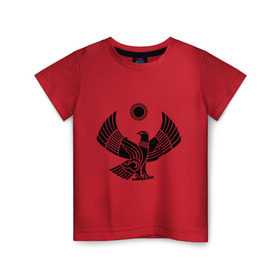 Детская футболка хлопок с принтом Дагестан в Петрозаводске, 100% хлопок | круглый вырез горловины, полуприлегающий силуэт, длина до линии бедер | Тематика изображения на принте: 05 регион | даг | дагестан | дагестанец | даги | орел