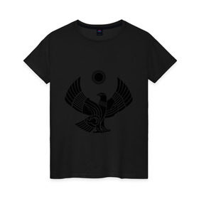 Женская футболка хлопок с принтом Дагестан в Петрозаводске, 100% хлопок | прямой крой, круглый вырез горловины, длина до линии бедер, слегка спущенное плечо | Тематика изображения на принте: 05 регион | даг | дагестан | дагестанец | даги | орел