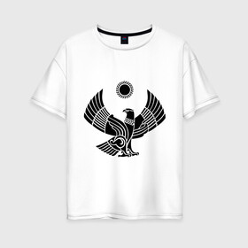 Женская футболка хлопок Oversize с принтом Дагестан в Петрозаводске, 100% хлопок | свободный крой, круглый ворот, спущенный рукав, длина до линии бедер
 | Тематика изображения на принте: 05 регион | даг | дагестан | дагестанец | даги | орел