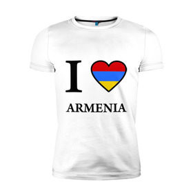 Мужская футболка премиум с принтом I love Armenia в Петрозаводске, 92% хлопок, 8% лайкра | приталенный силуэт, круглый вырез ворота, длина до линии бедра, короткий рукав | armenia | армению | армения | армяне | армянин | ереван | люблю | флаг
