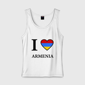 Женская майка хлопок с принтом I love Armenia в Петрозаводске, 95% хлопок, 5% эластан |  | armenia | армению | армения | армяне | армянин | ереван | люблю | флаг
