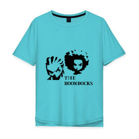 Мужская футболка хлопок Oversize с принтом Гетто (The Boondocks) в Петрозаводске, 100% хлопок | свободный крой, круглый ворот, “спинка” длиннее передней части | 2x2 | boondocks | ghetto | tv | бундокс | гетто | мультик | мультфильмы | тв