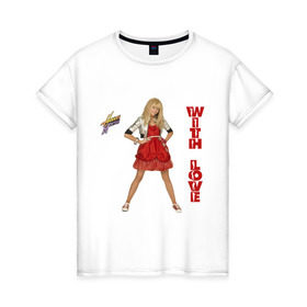Женская футболка хлопок с принтом Hannah Montana в Петрозаводске, 100% хлопок | прямой крой, круглый вырез горловины, длина до линии бедер, слегка спущенное плечо | hannah montana | хана монтана | ханна монтана