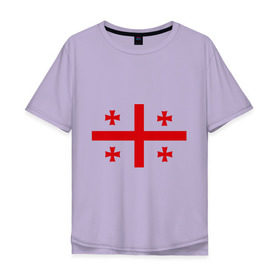 Мужская футболка хлопок Oversize с принтом Грузия в Петрозаводске, 100% хлопок | свободный крой, круглый ворот, “спинка” длиннее передней части | грузии | грузин | грузины | грузия | флаг